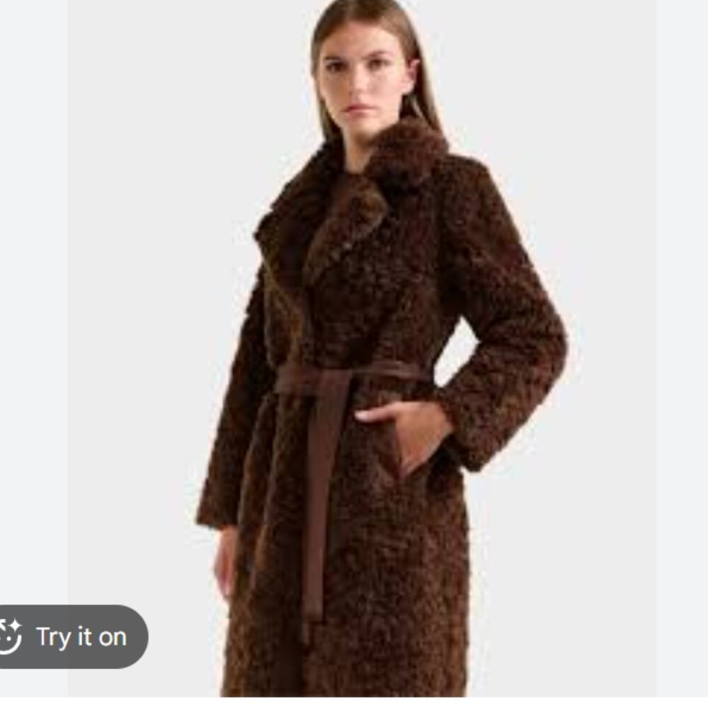 RUDSAK Brown Faux Shearling Trench Coat